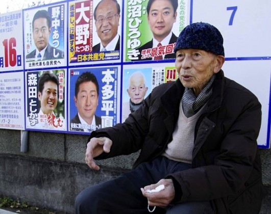 Ryokichi Kawashima lahir tahun 1918 saat Perang Dunia I selesai. Dia mencalonkan diri dalam usia 84 tahun.