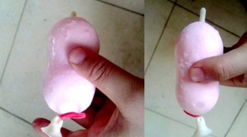 Es krim itu sebenarnya dinamai Bubble Cream namun bentuknya mirip sekali dengan kondom. Kemasannya lonjong dari plastik karet dengan ujung mencuat yang harus digigit untuk menikamti isi esnya. Kontroversi pun muncul setelah seorang blogger mengunggah bentuk es itu yang dibeli anak-anak di Shenyang. 