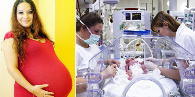 Alexandra kinova melahirkan bayi kembar siam lima. 