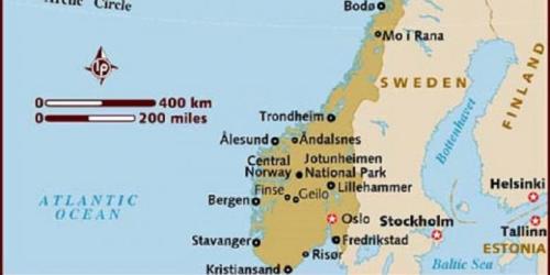 Peta Norwegia tempat kejadian perkara dimana seorang pria didenda Rp 16,7 juta karena menipu.