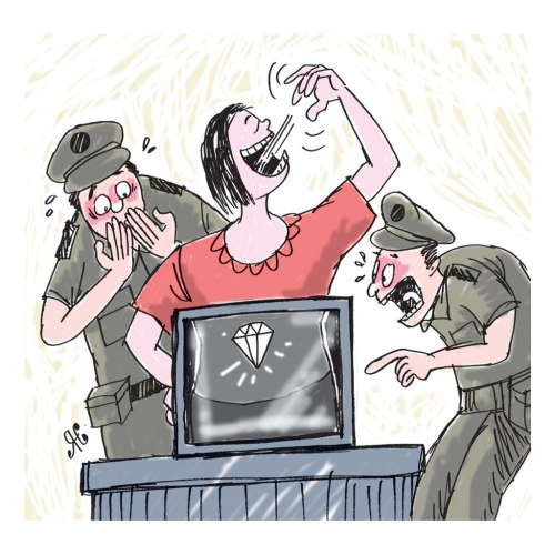 Wanita Tiongkok menelan berlian saat diperiksa petugas. Ilustrasi Handining.